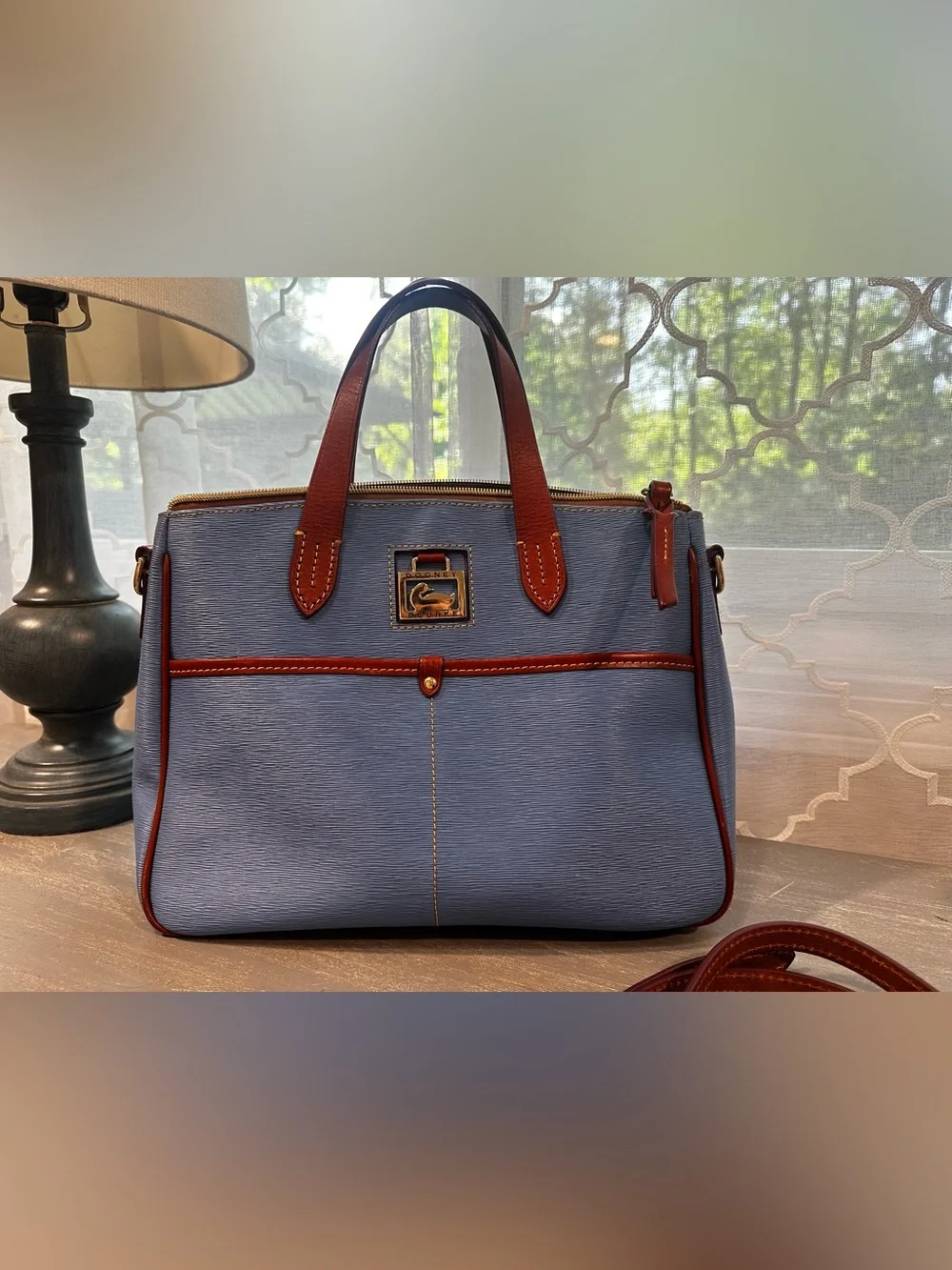 👜 Dooney & Bourke Small Daniela Satchel - Light Blue with Strap